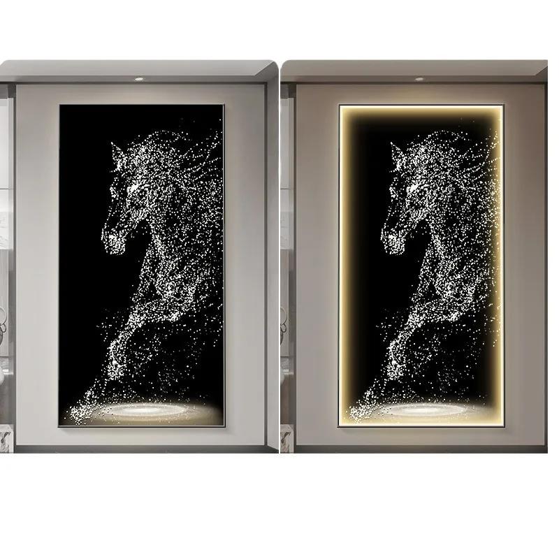 Modern Porch Art Decoration Painting Led Light Mural Light Italian Abstract Horse Living Room Corridor Hanging Painting Light