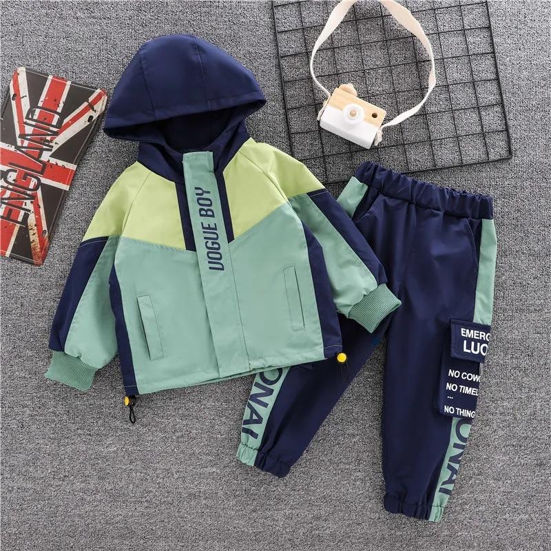 Children's Autumn Suit Boys Charge Coat Middle and Big Boys Sportswear Pants Two Piece Set