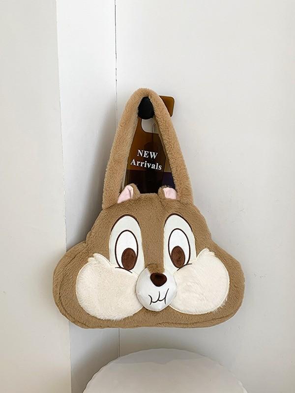 Kuromi Large Tote Bag With Plush Embroidery For Daily Casual Use