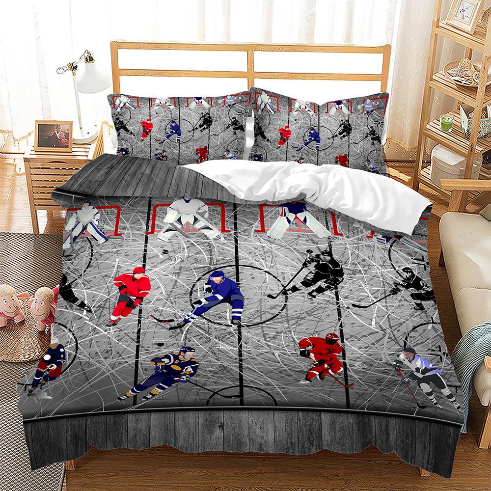 Ice Sports 3D Digital Printing Bed Three-Piece Quilt Cover Kit
