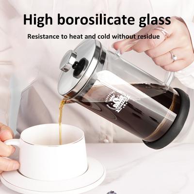 French Press Pot High Borosilicate Glass Heat-resistant Hand Brewing Pot Filter Pressure Kettle Household Coffee Accessories