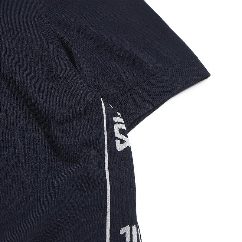 FILA Heritage Minimalist Classic Fashion Trendy Retro Casual Versatile Comfortable Woven Half-Zip Short Sleeve Knit Top Women tops F51W628401FNV