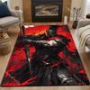 1PC Black-Armored Warrior Blazing Flames Print Carpet for Living Room Bedroom Sofa Home Decor Rus Non-slip Floor Mat Luxury Gift