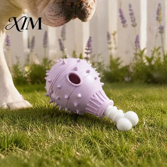 Pet Enrichment Toys Dog Treat Dispenser Toy, Spiky Chicken Leg Chew Rubber Interactive Foraging Games for Pets Puzzle Feeder Aggressive Chewers,