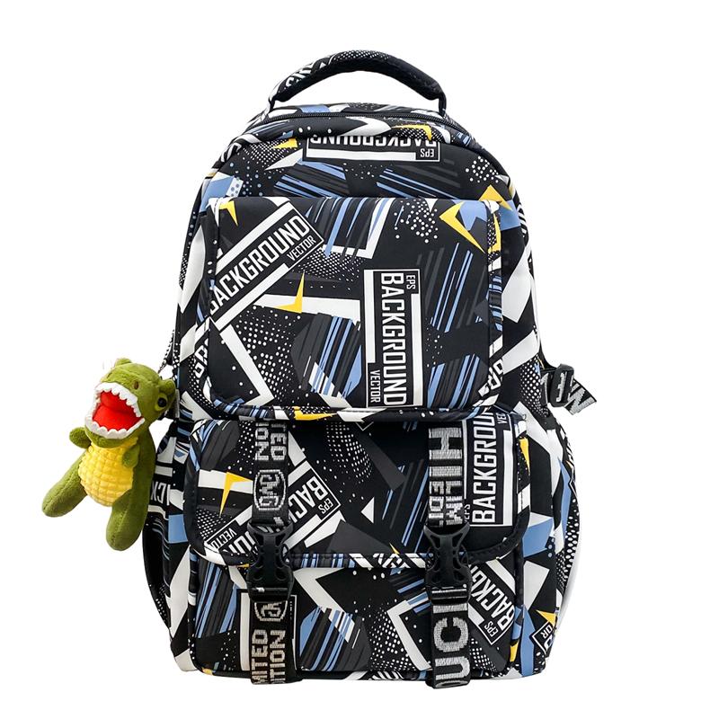 

Мужской рюкзак большой вместимости с рисунком граффити, школьный рюкзак для школьников средней школы, женский дорожный рюкзак синий