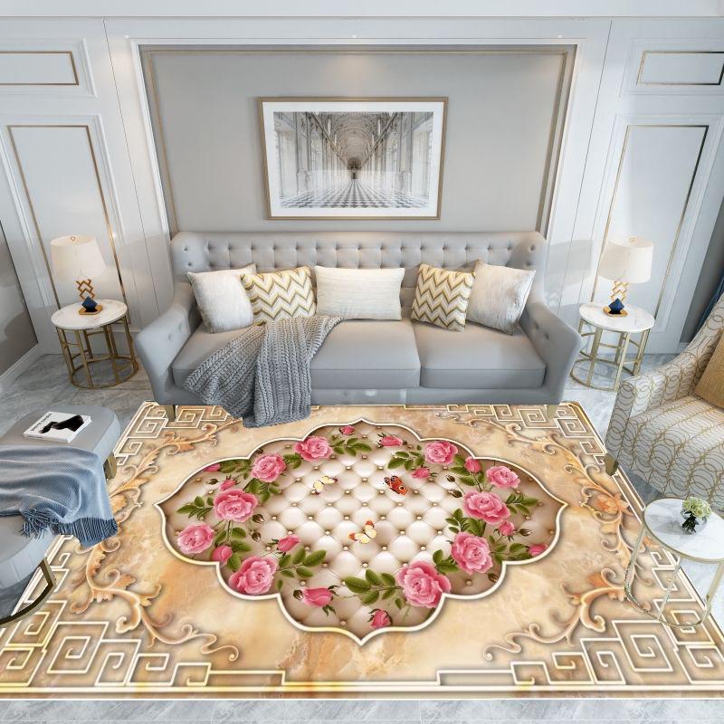 Rose European Carpets 140x200 Large Pink Luxury Non-slip Area Rug for Living Room Bedroom Lounge Floor Mat