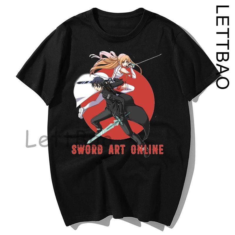 T Shirts Short Fashion Men Kirito And Asuna Form Sword Art Online Sword Art Online Sao L
