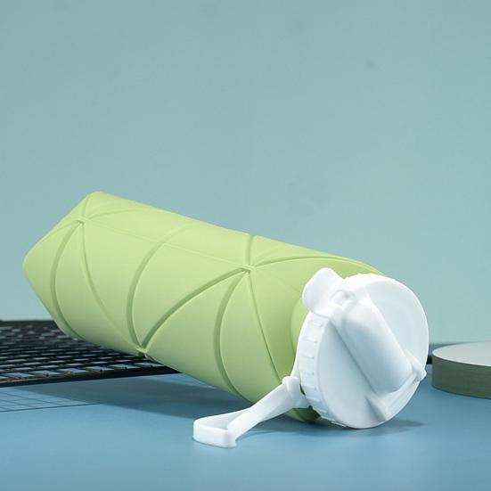 Collapsible Water Bottle Reusable Leak-Proof Silicone Water Cup 600ml Large Capacity Straw Cup Portable Outdoor Sports Kettle