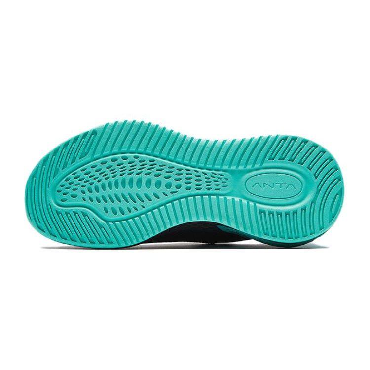 Anta Kids Knob Shock Absorbing Wear Resistant Breathable Low Top Running Shoes Kids Running Shoes Black Green A312425519-2