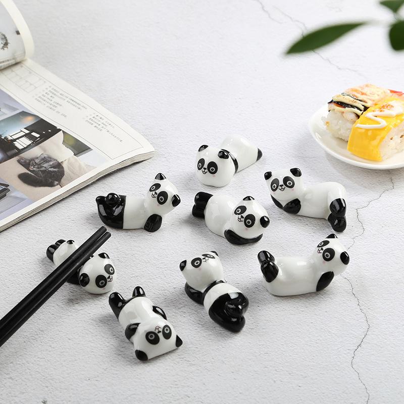 Cute Panda Ceramic Rack Chopsticks Stand Rest Knife Fork Holder Chinese Style Cutlery Chopstick Rest Kitchen Tools For Home Use