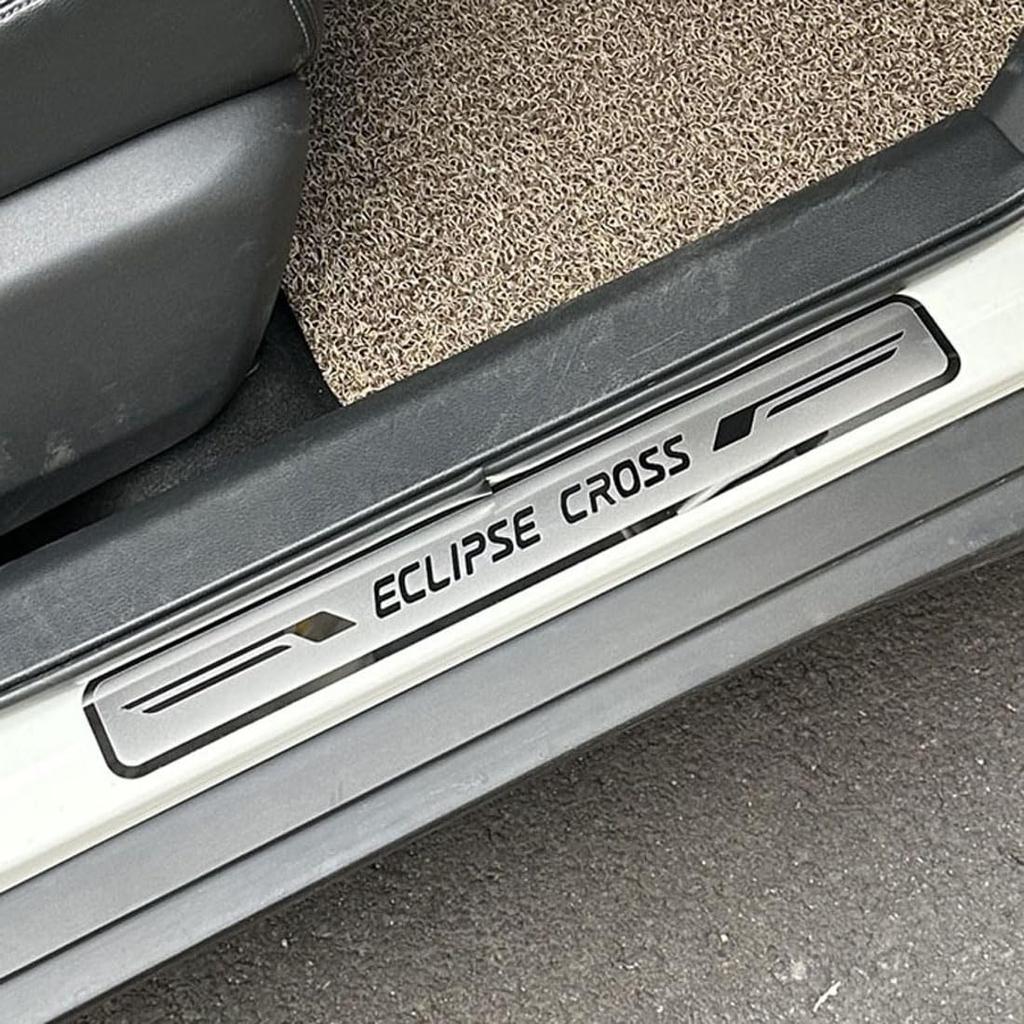 Stainless Door Sill Protector Kick Plate Entry Guard Kit for Mitsubishi Eclipse Cross PHEV 2024 Accessory (Thin Chrome Eclipse Cross)