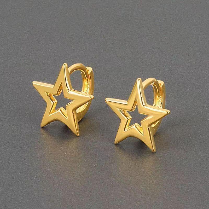 Simple and Versatile Five-pointed Star Ear Buckle Women's Personality Niche Temperament Fashion Daily Stud Earrings Design Sense Earrings