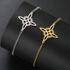 Gold Plated Stainless Steel Witch Knot Double Layer Bracelet