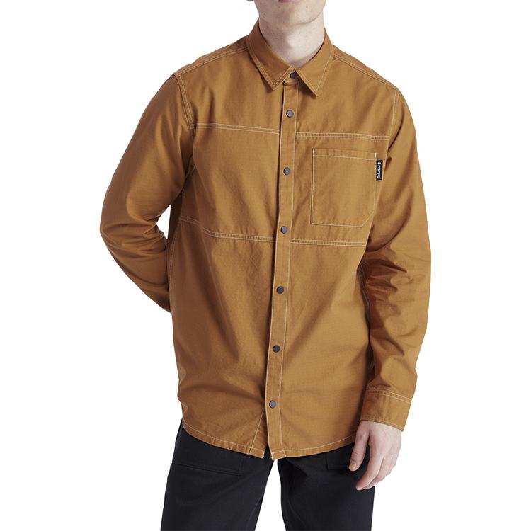 Timberland Outdoor Casual Work Style Durable Long Sleeve Shirt Men Shirts Wheat A2AC4-P47