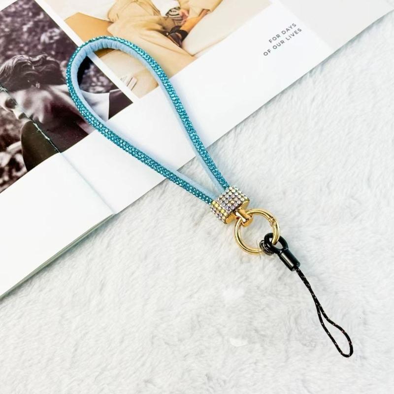 Sparkling Rhinestones Phone Lanyard Short Wristband Secure Carry Solution Business Casual Wrist Strap