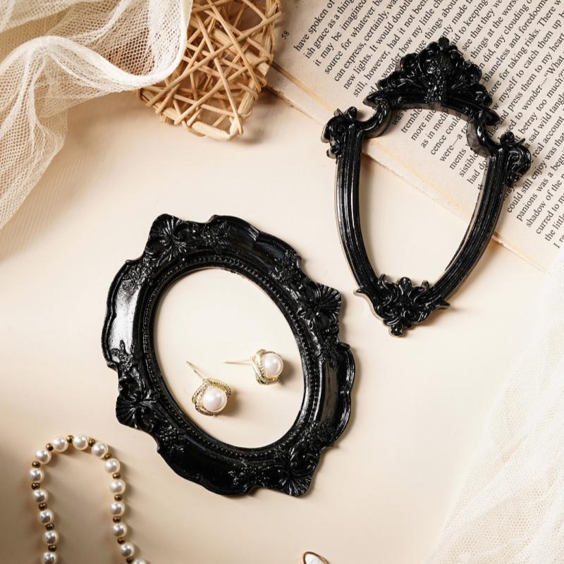 1Pcs European-Style Resin Material Black-Edged Prop Photo Frame, Diy Wall Decoration, Suitable For Shooting Props
