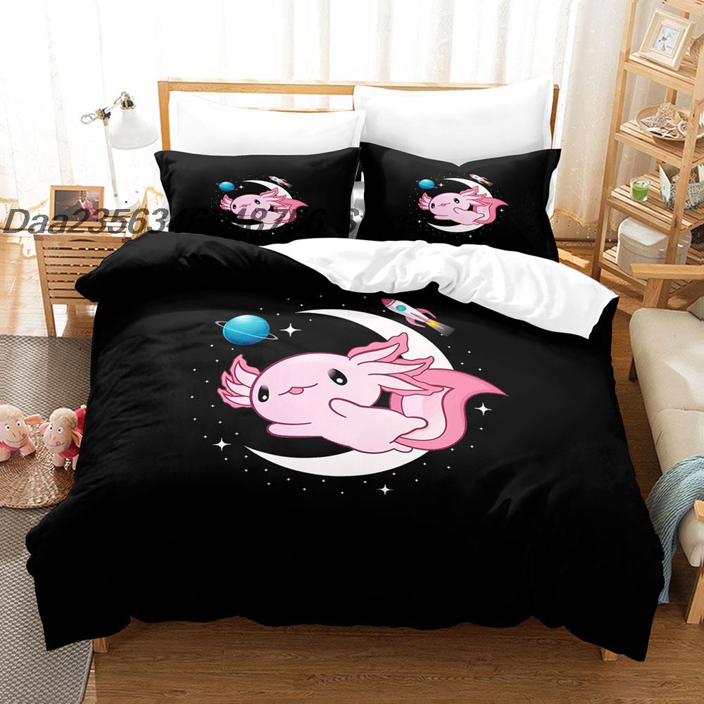 Comforter New Animal Axolotl Bedding Set Single Twin Full Queen King Size Bed Set Aldult Kid Bedroom Duvet Sets Cartoon Bed