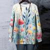 Women's Floral Print Round Neck Long Sleeved T-shirt Sweatshirt Top