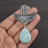 Natural Amazonite Gemstone 925 Sterling Silver Jewelry Designer Pendant 3.13" AJP-2063