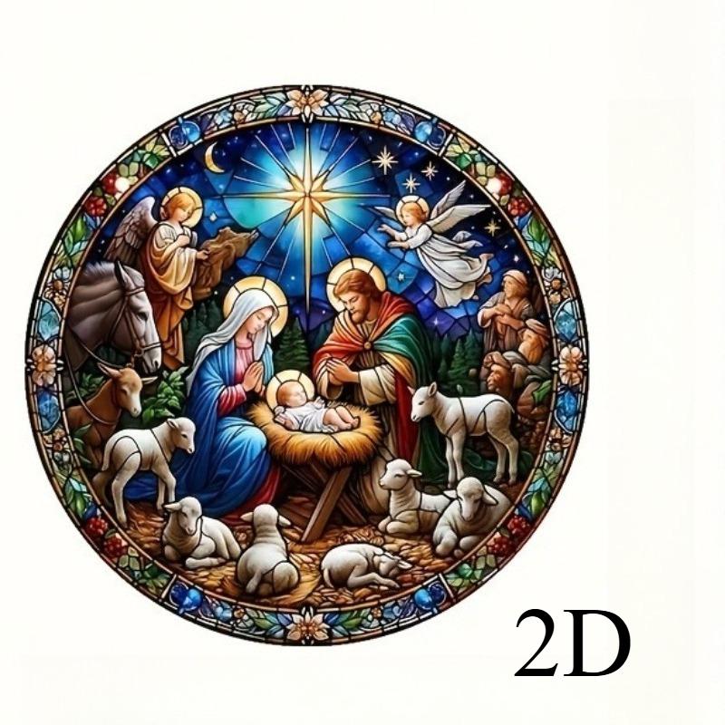 2D Flat Wooden Birth Scene Decoration, Suitable for Home Use, Fun To Hang, No Need for Batteries/electricity, Durable Outdoor