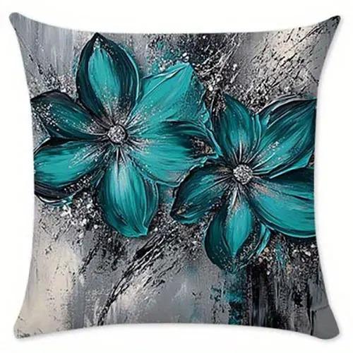 Abstraktes Blaues Blumenmuster Kissenbezüge Muster Kissenbezug Geeignet für Sofa Schlafzimmer Auto Kissenbezug