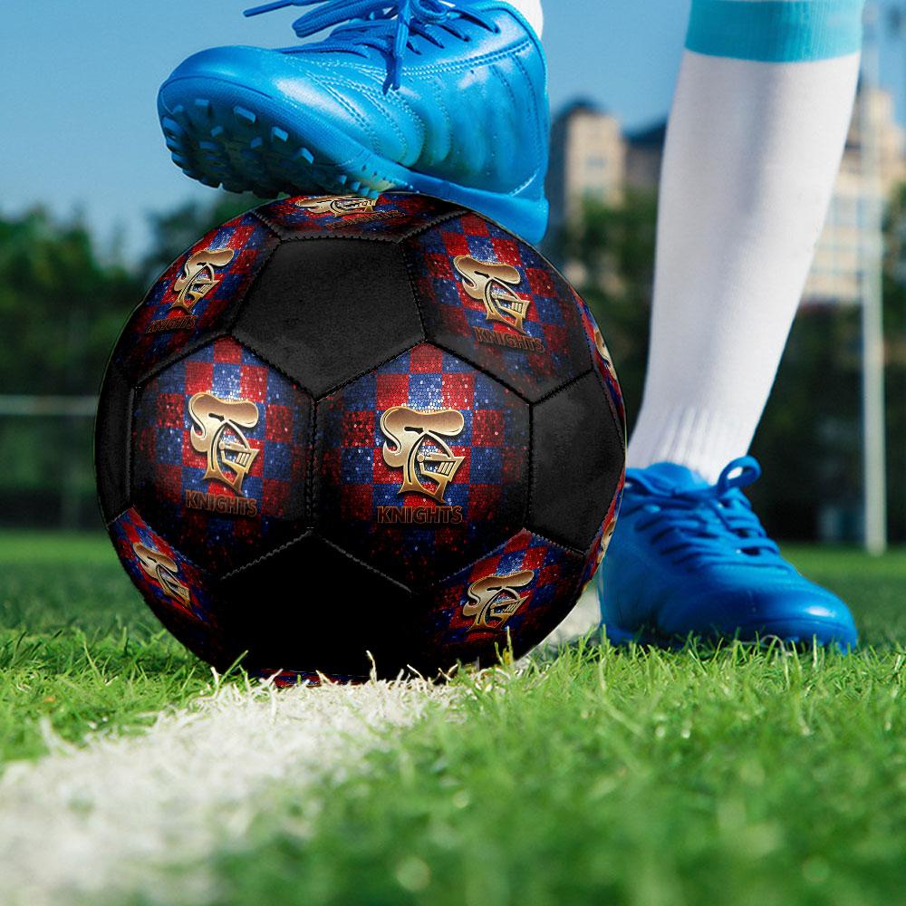 Newcastle Knights Size 5 Soccer Ball, Machine-Stitched PVC, Durable & High Bounce, All Ages Fit, Fan Merchandise, Matches & Outdoor Use.