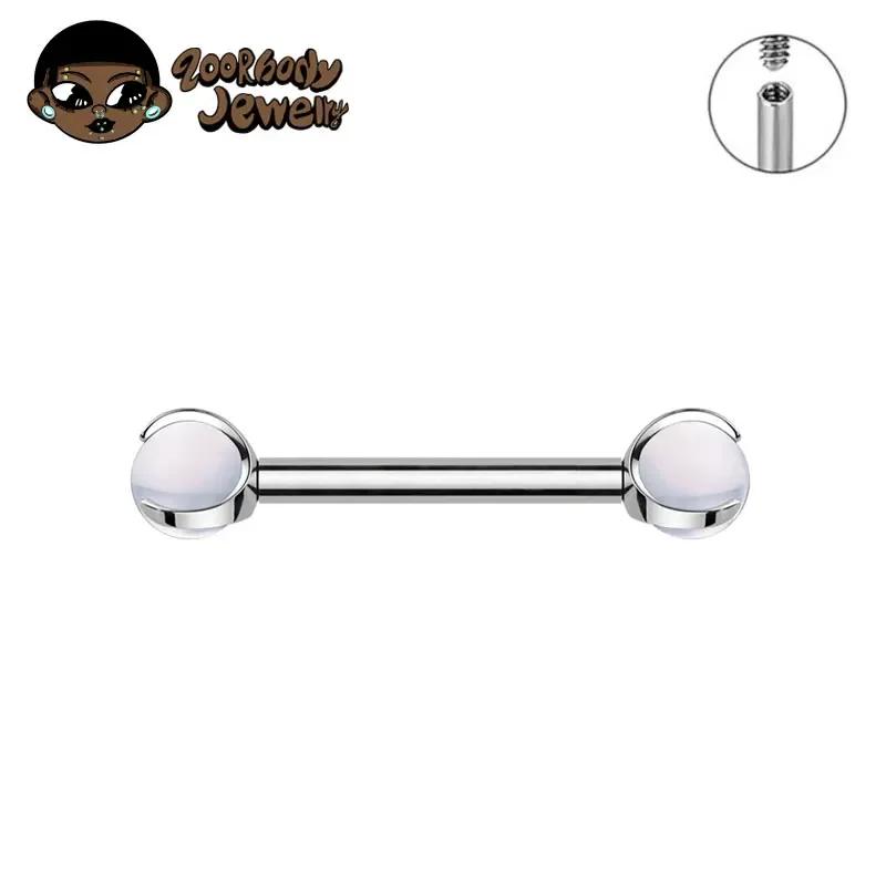 

ASTM F136 Titanium Nipple Piercing 14G Internally Threaded Straight Barbell with Crystal Tongue Ring Nipple Industrial Piercing 14G 1.6x14x5mm