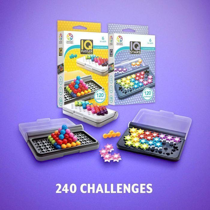 IQ Puzzler Pro + IQ Stars - Puzzle Enfant 6 Ans - Jeu De Societe Enfant 6 Ans - Jeux De Société Enfant - 240 défis - Jeux Voyage
