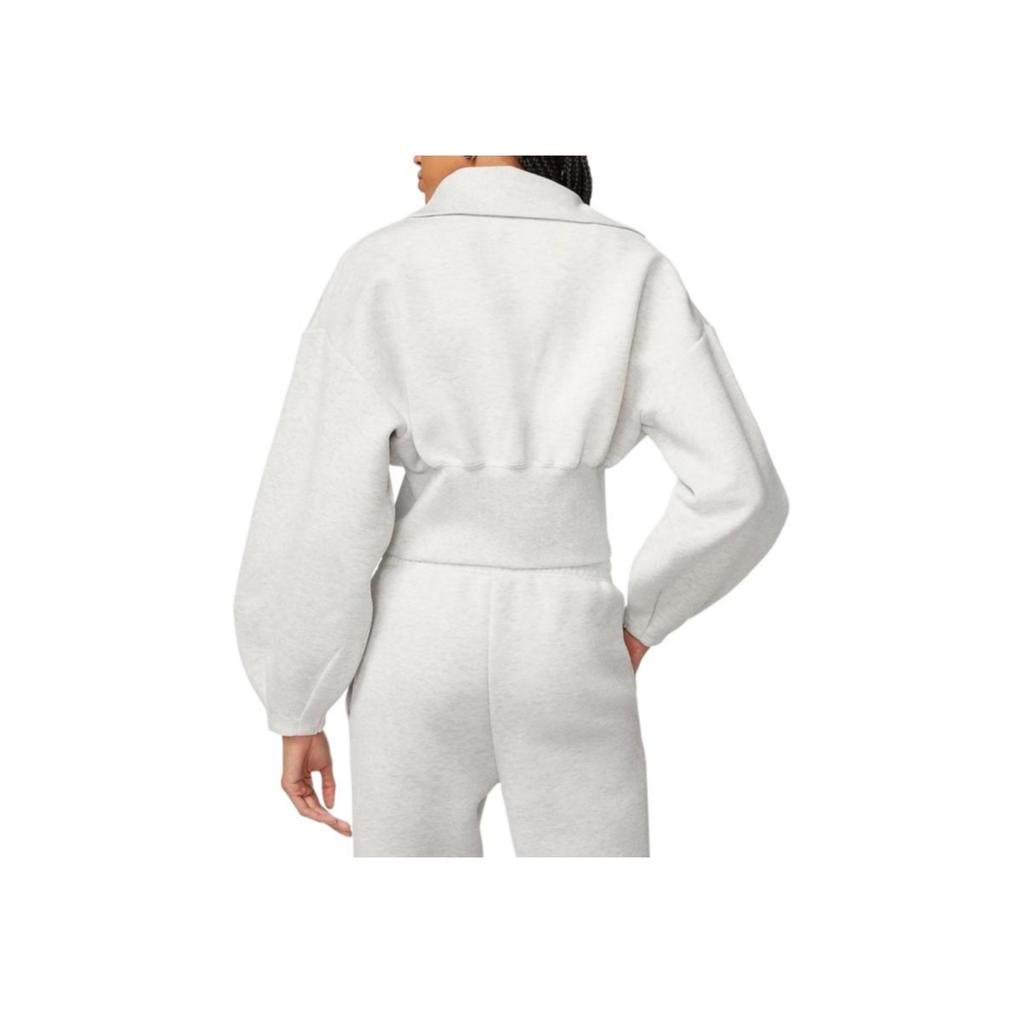 Nike Sportovní oblečení Tech Fleece Jednobarevná Volný střih Zkrácená bunda Dámské bundy Světle šedá FN2524-013