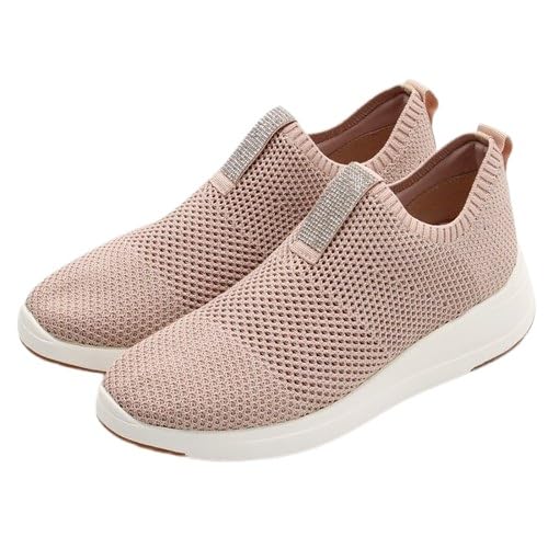 

JILL STUART SHOE Women s Knit Slip-On Sneakers 6618, Pink, Size 24.0 cm, E