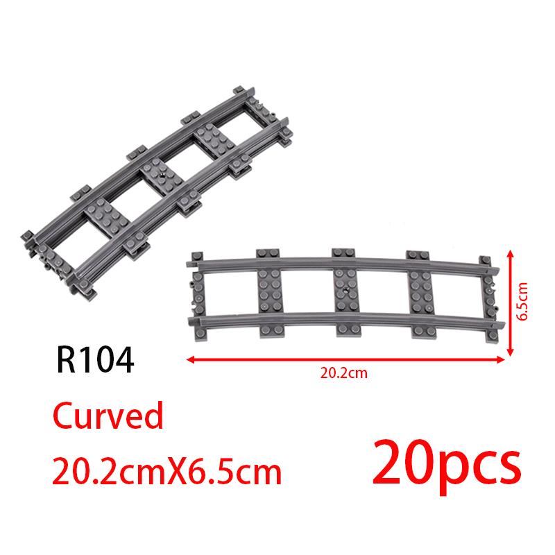 MOC City Block Switch Cross Forked Curved Rails Construction Brick Train Rail Curve Tracks R56 R72 R88 R104 Creative DIY Toy
