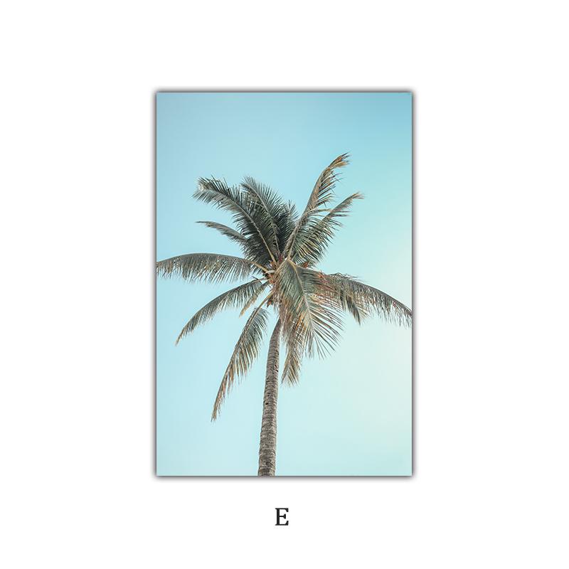 Summer Seaside Scenery Beauty Palm Tree Surfboard Nordic Poster Landscape Decoration Painting Canvas Art Wall Picture HD Print