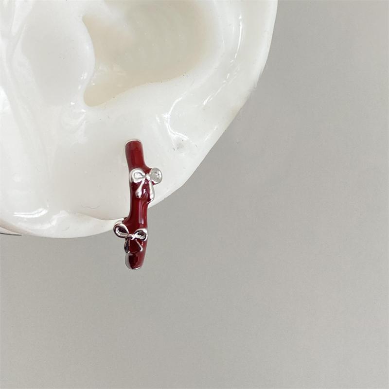 316L Stainless Steel Red Zircon Y2K Ear Bone Studs Hypoallergenic Women Cochlea Piercing Jewelry