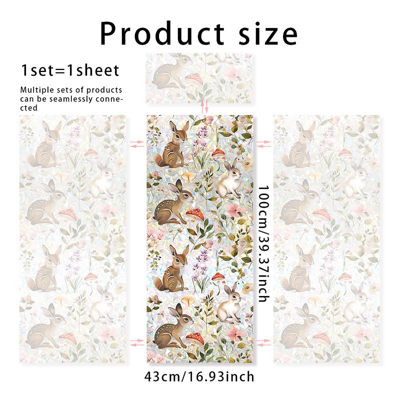 Window Film Static Cling Privacy Protection Stained Glass Film PVC Stained Colorful Plants Flowers Printed Home Decor Stickers