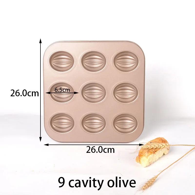 6/9/12Cup Cake Mould Madeleine Pan 3D Olives Shaped Pastry Baking Tray Nonstick CupCake Decoration Tools Metal  Bakeware Kitchen