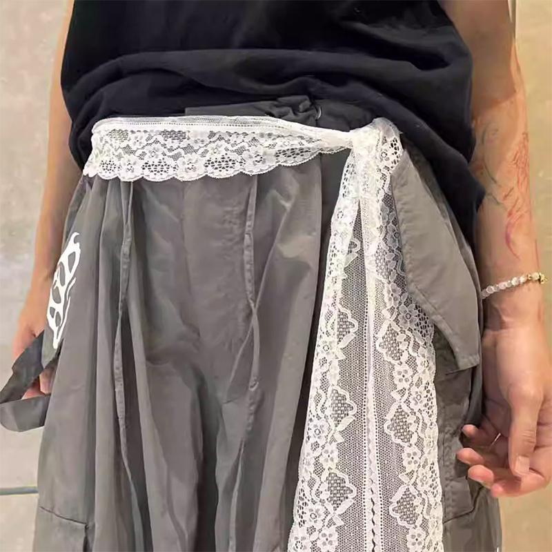 French Retro Lace Belt Korean Style Casual Long Lace Scarf Summer Sweet Fashion Accessory