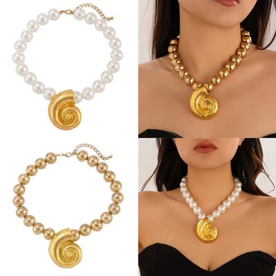 Sophisticated Starfish/Conch Necklace Adjustable Length Clavicle Chain Ornament Unisex Choker Gift for Trendy Women