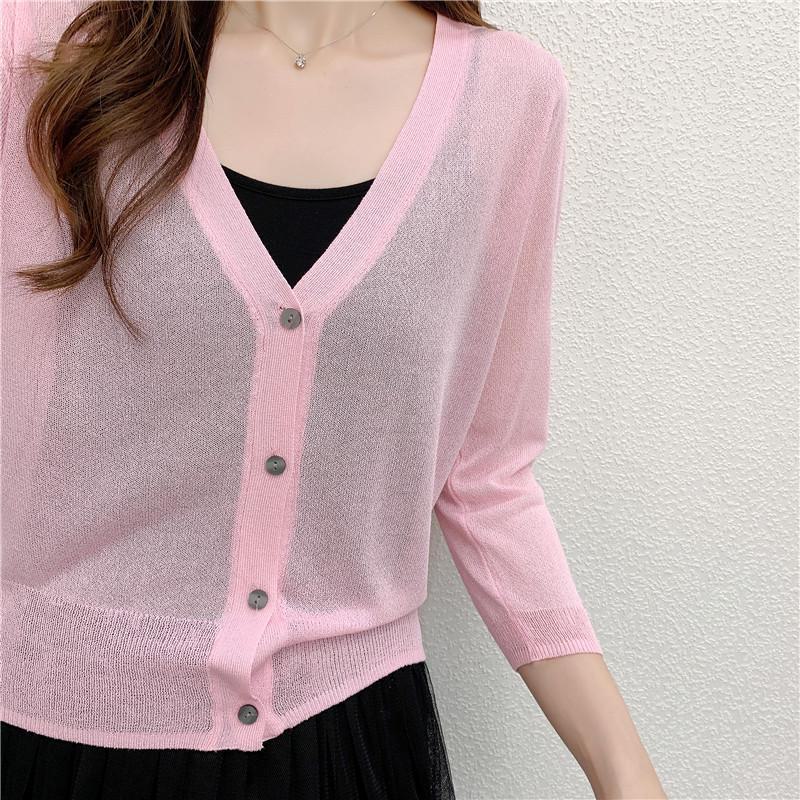 Ice Silk Light Knit Summer Cardigan - White, Slim Fit Sun Protection with Long Sleeves