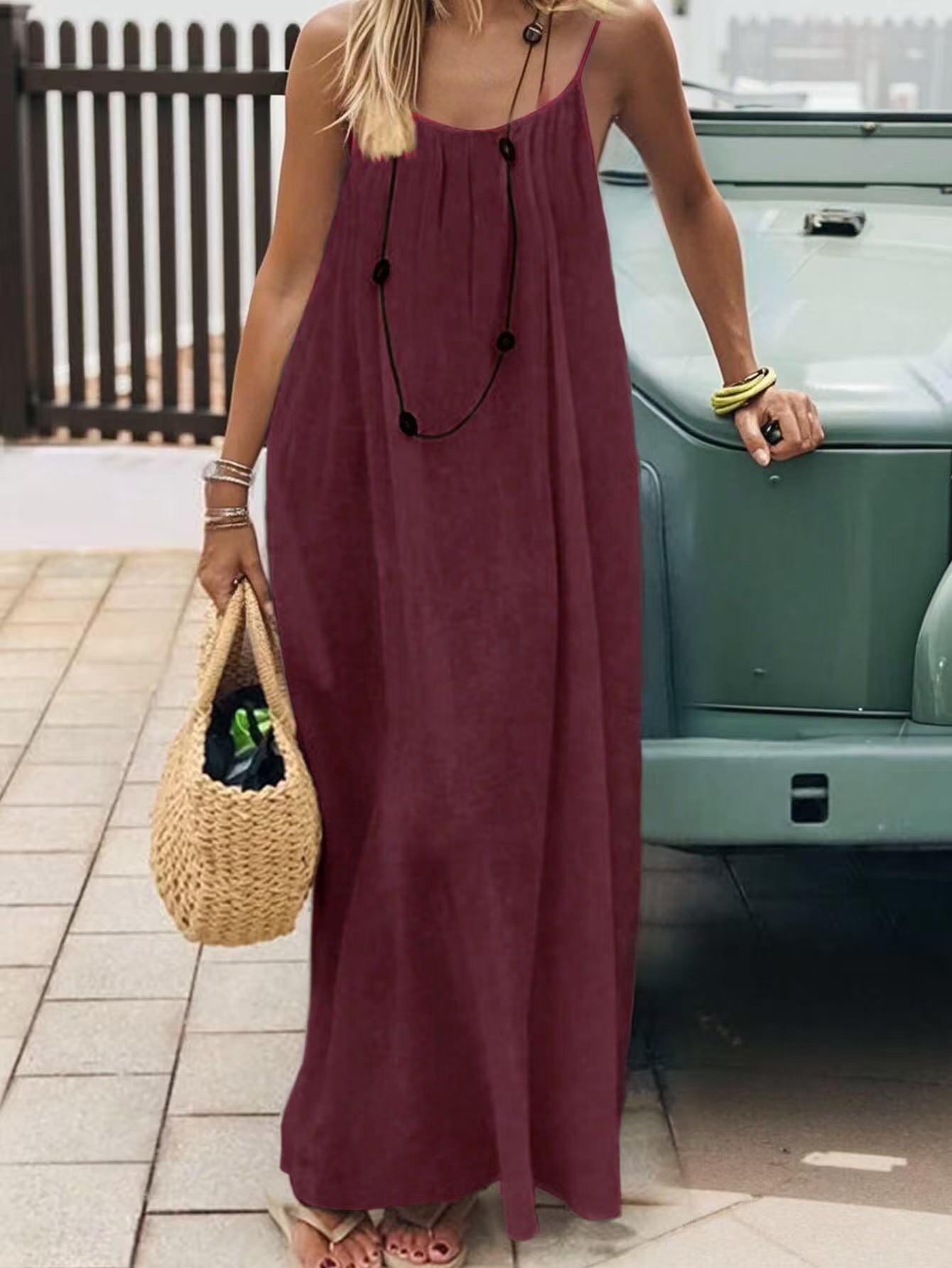Women s Backless Sling Overcoat Dress, Loose-Fit for Home (2026) XL кирпич красный
