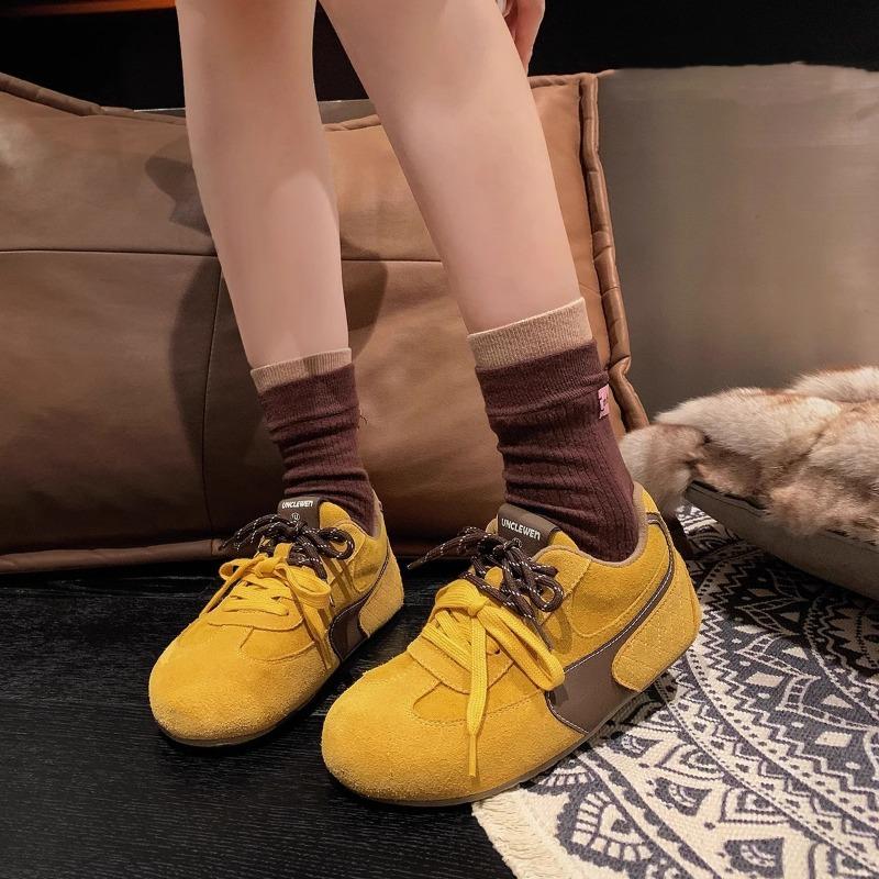 Niche flat bottom color matching women's winter new fashion versatile velvet warm casual