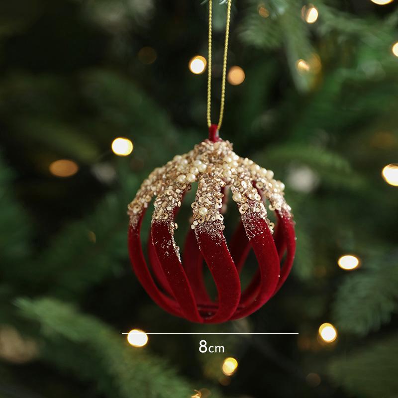 Christmas Tree Hanging Decoration Red Flocked Christmas Bell Xmas Tree Decorative Ornament Xmas New Year Decoration Supplies