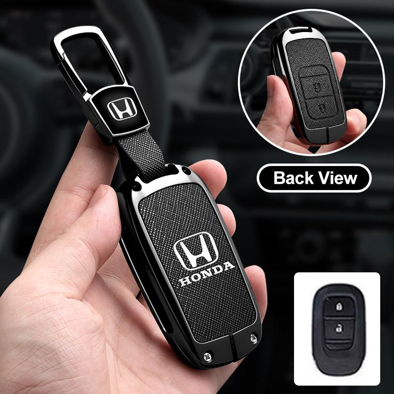 Leather Car Remote Key Case Cover Protector Key 2/3/4 Buttons Shell Fob Keychain For Honda Civic Accord HR-V CR-V CRV 2022 2023