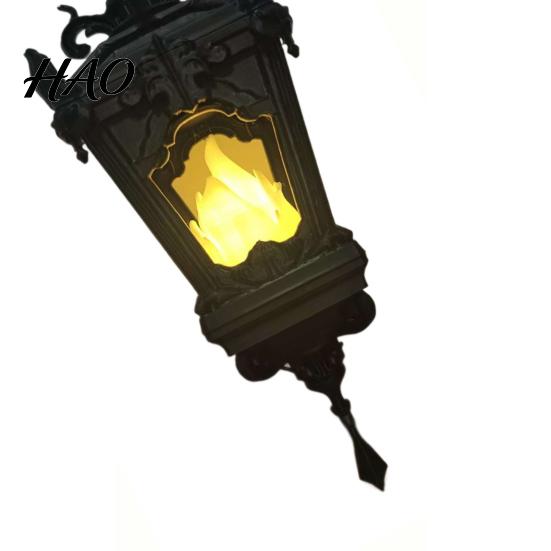 Reusable Halloween Table Centerpieces 3D Printed Gothic Flickering Flame Lantern, Vintage LED Wall Sconce Decor, Flameless Candle Lights Hanging