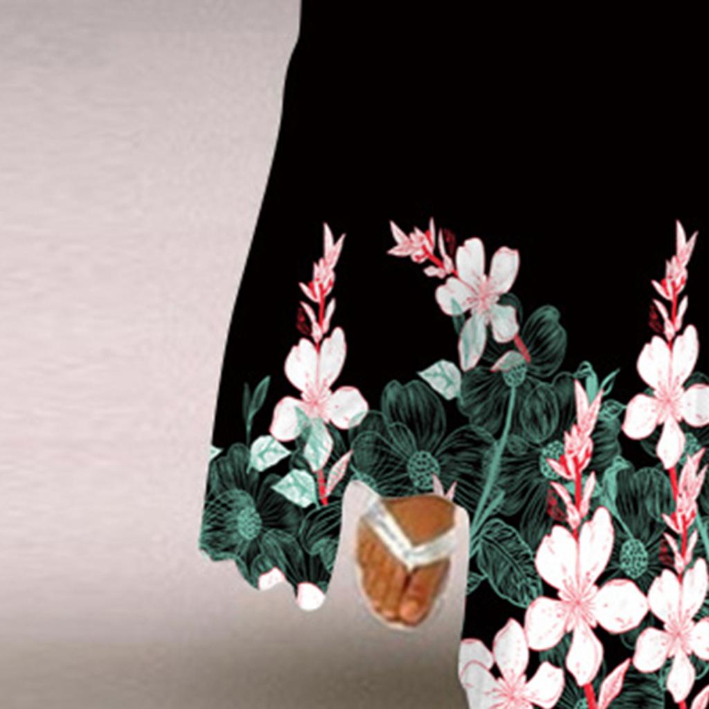 Yousheng Lady Maxi Dress with Pockets Flower Printing A-line V Neck Sleeveless Loose Full Length Dress for Vavation Beach Parties