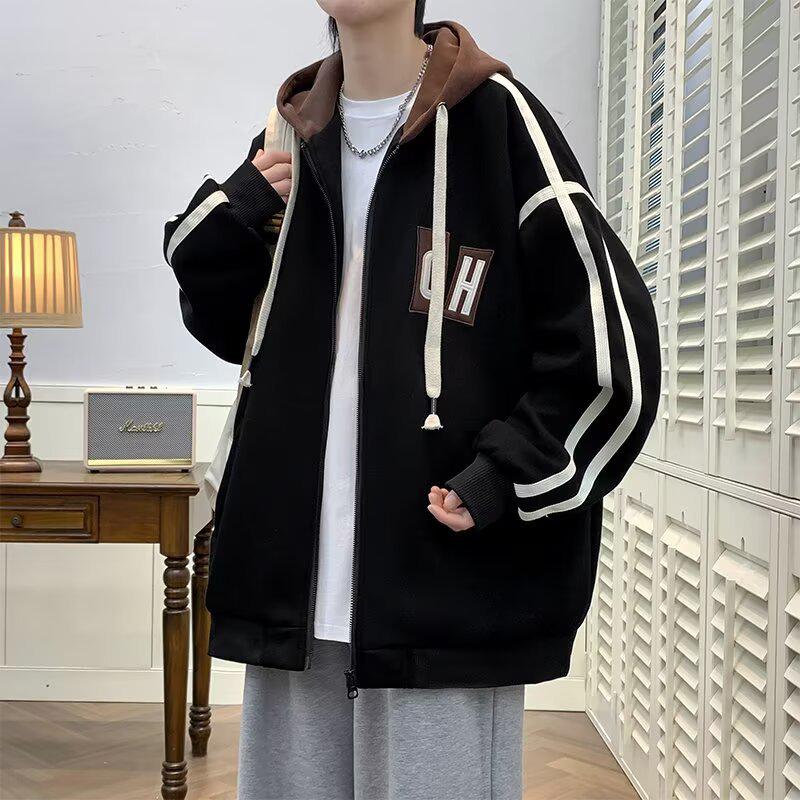 Autumn Korean-Style Men's Hooded Cardigan Jacket