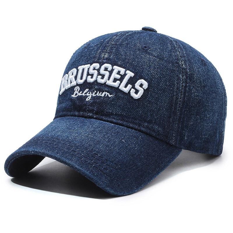 Vintage Denim Baseball Cap With Embroidered Letters For Outdoor Sun Protection Spring