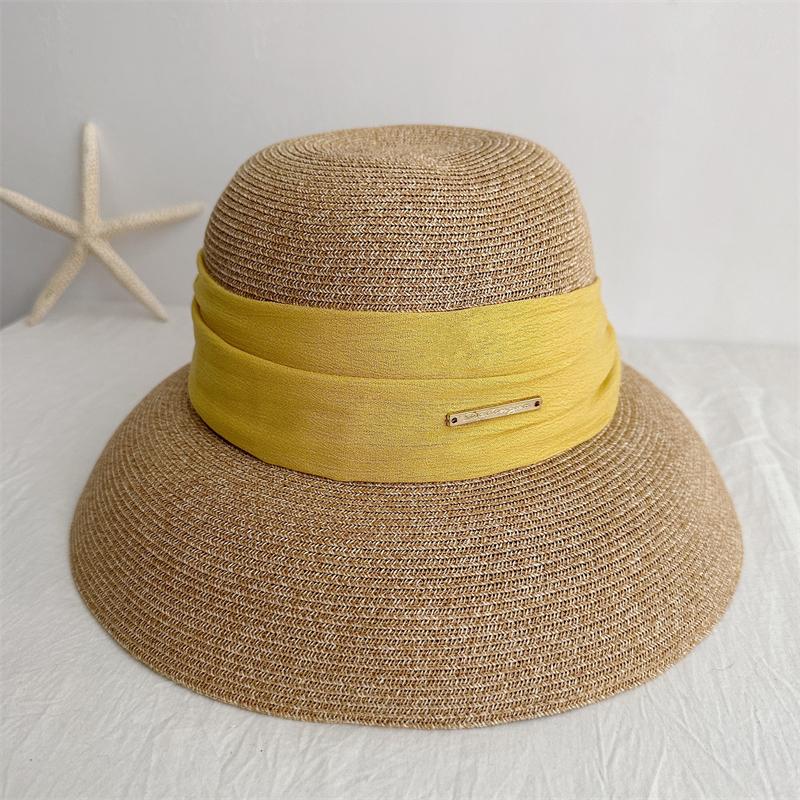 Hat Women's Summer Sunscreen Sun Hat Fisherman Straw Hat Bowler Hat Seaside Beach Hat Travel Breathable