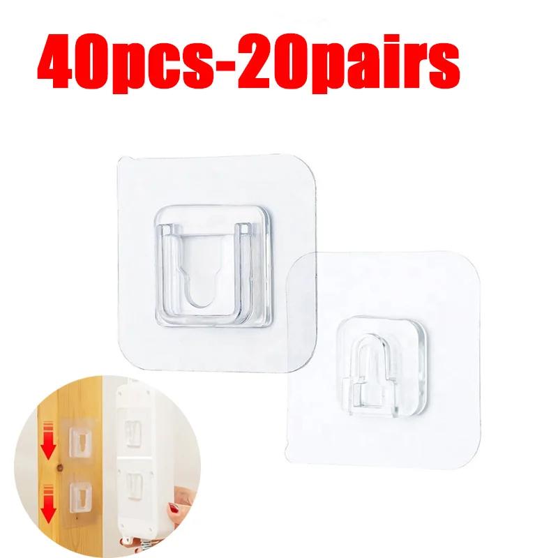 Double Sided Adhesive Wall Hooks Hanger Strong Transparent Suction Cup Storage Socket Hooks Bathroom Kitchen Bedroom Hook Kit