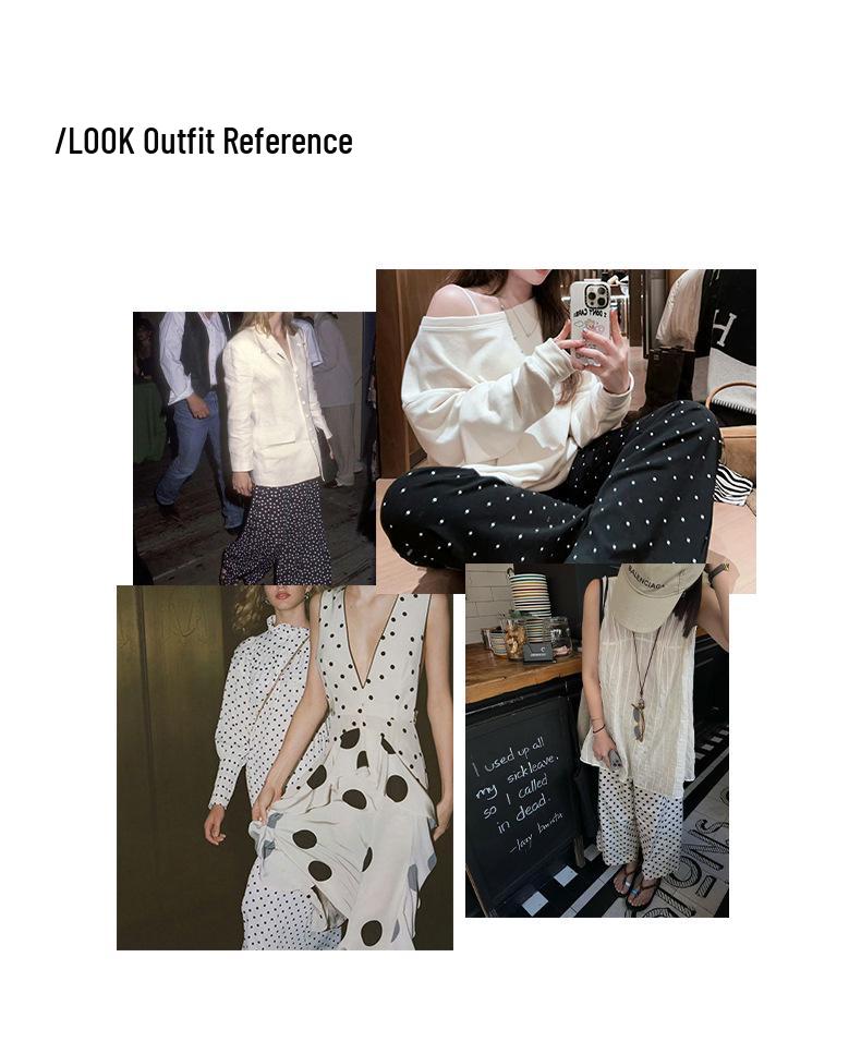 Damen Hochtaillierte Leinenhose mit Polka Dots - Sommer Elastisch Weiter Bein, Große Größe