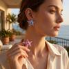 Fashion Painted Flower Starfish Stud Earrings for Women Creative Unique Summer Enamel Marine Starfish Earrings Beach Jewelry